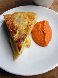 Tortilla with Romesco sauce.