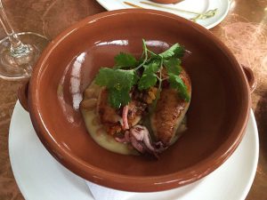 Squid stuffed with chorizo, John Dory restaurant, NYC. Squid stuffed with chorizo, John Dory restaurant, NYC.