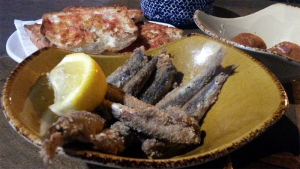 Pa amb tomaquet, fried fish, Bormuth, Barcelona.